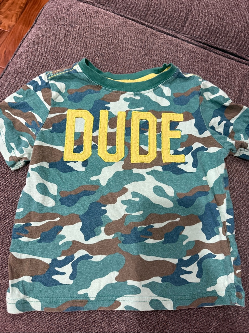 Crazy 8 Camouflage Short-Sleeve Tee with Yellow 'DUDE' Applique